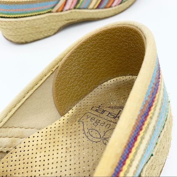 Dansko Vegan Woven Striped Colorful Comfort Espadrille Style Clogs Size 8 - Picture 10 of 15